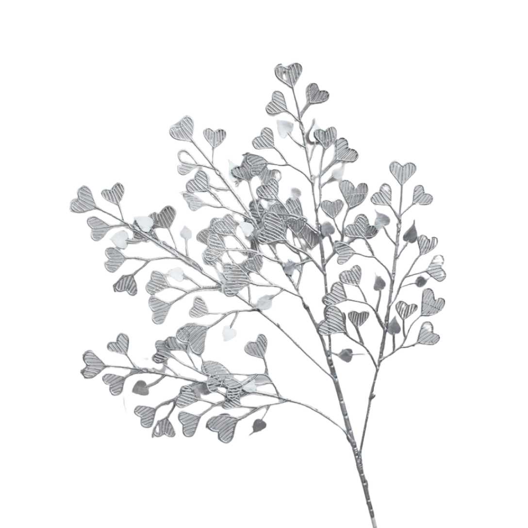 Silver Heart-Shaped Decorative Flower H90cm
