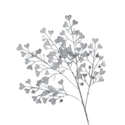Silver Heart-Shaped Decorative Flower H90cm