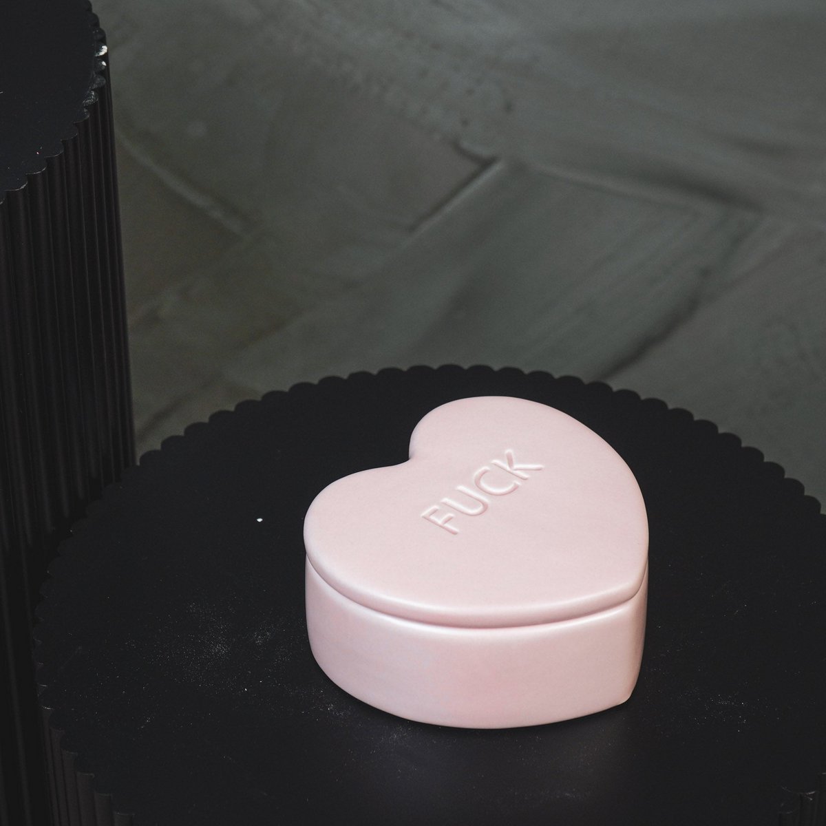 Decoratieve Pot- Candy Heart 'FUCK- Licht Roze- 12x11,5x6cm