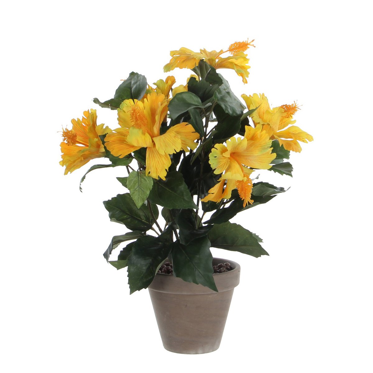 Hibiscus artificiel en pot Stan - H 40 x Ø 30 cm - Jaune