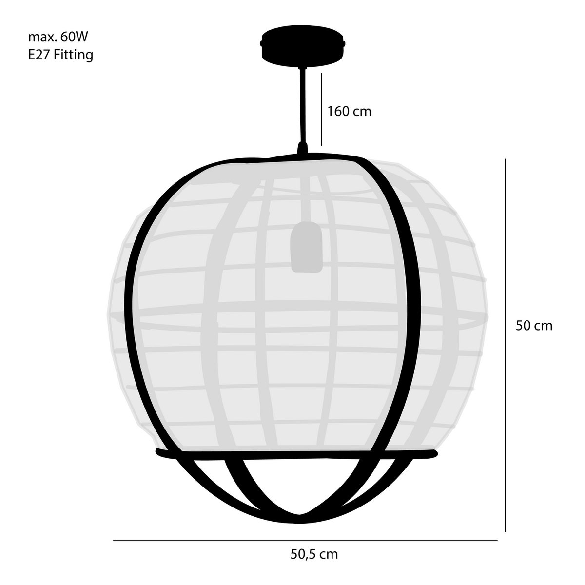 Pella Hanging Lamp - H50 x Ø51 cm - Linen - Beige