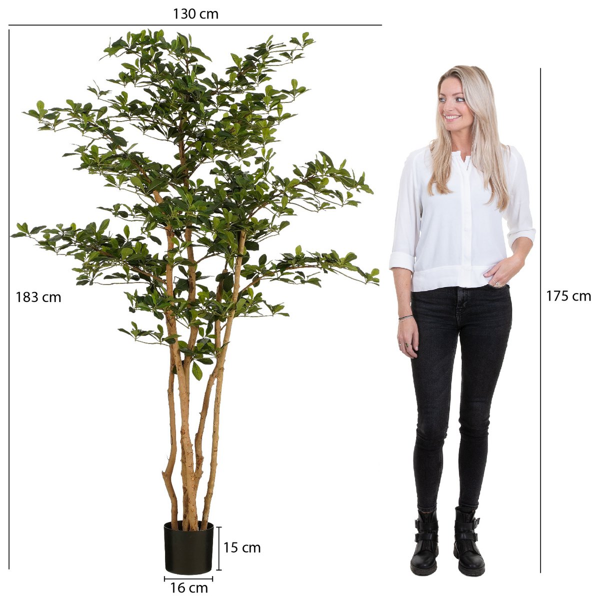 Plante artificielle Olivier en pot - H183 x Ø130 cm - Vert