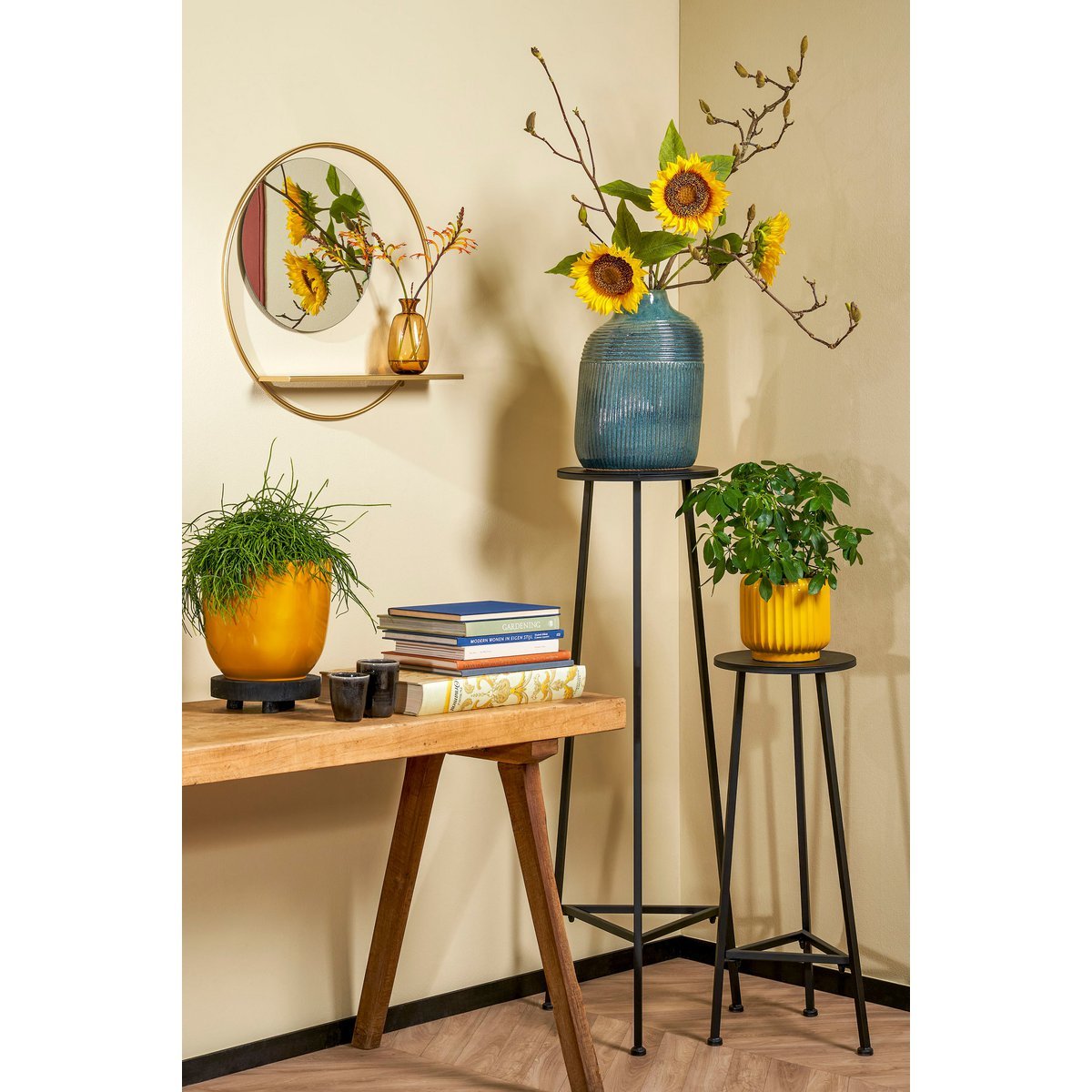 Adine plant table - H120 x Ø35 cm - Metal - Black