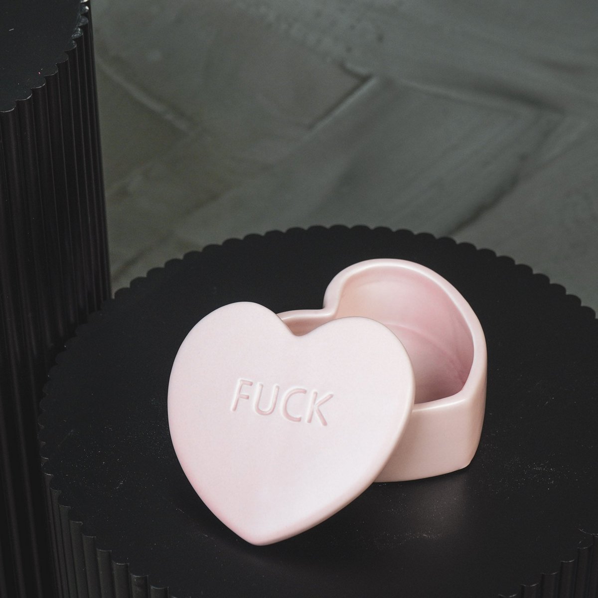 Decoratieve Pot- Candy Heart 'FUCK- Licht Roze- 12x11,5x6cm