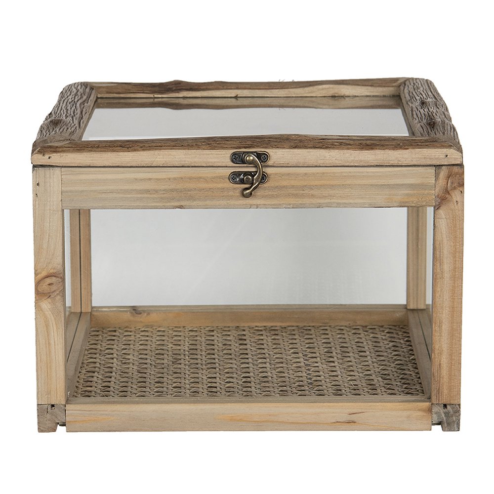 Kistje van hout mit Glas 30x30x21 cm