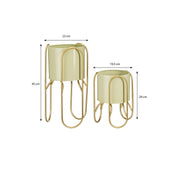 Danube flowerpot on Standard - Set of 2 - Metal - H45 x Ø23 cm - Light green, Gold