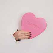 Ornament- Snoep Hart 'HAPPY'- Neon Roze- 20x4x18,5cm