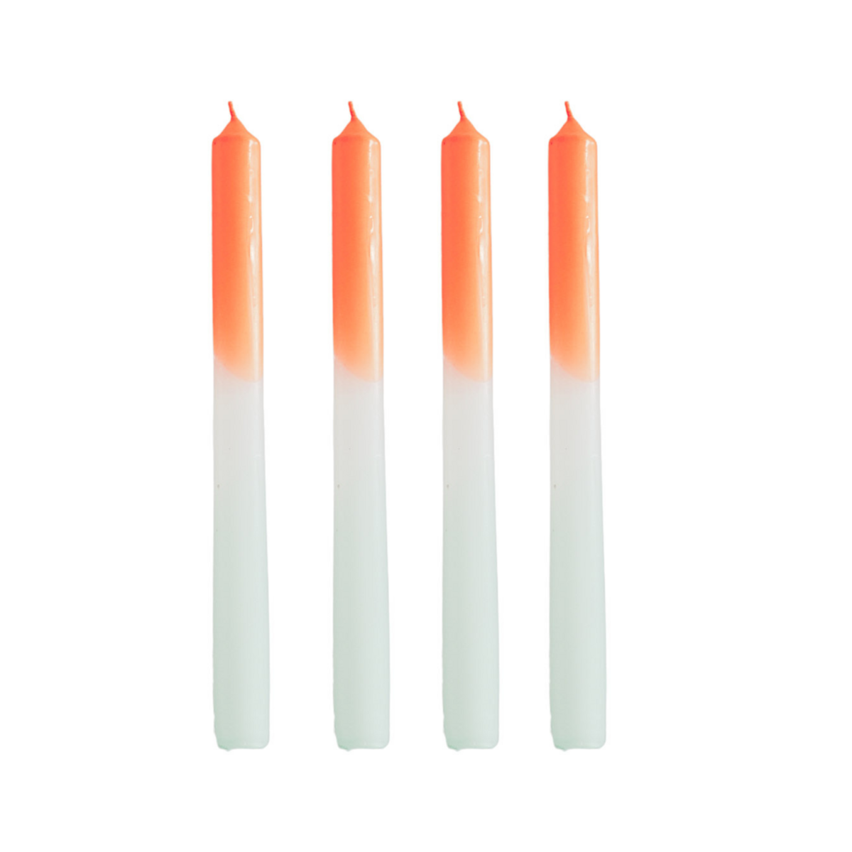 Candles - dip dye - wax orange/white/mint green - Set of 4