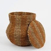 Tacoma Storage Basket with Lid - H47 x Ø50 cm - Jute - Yellow