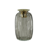 Kandelaar- Fles - Verre/Métal- Bruin/Goud- 6x6x11,5cm