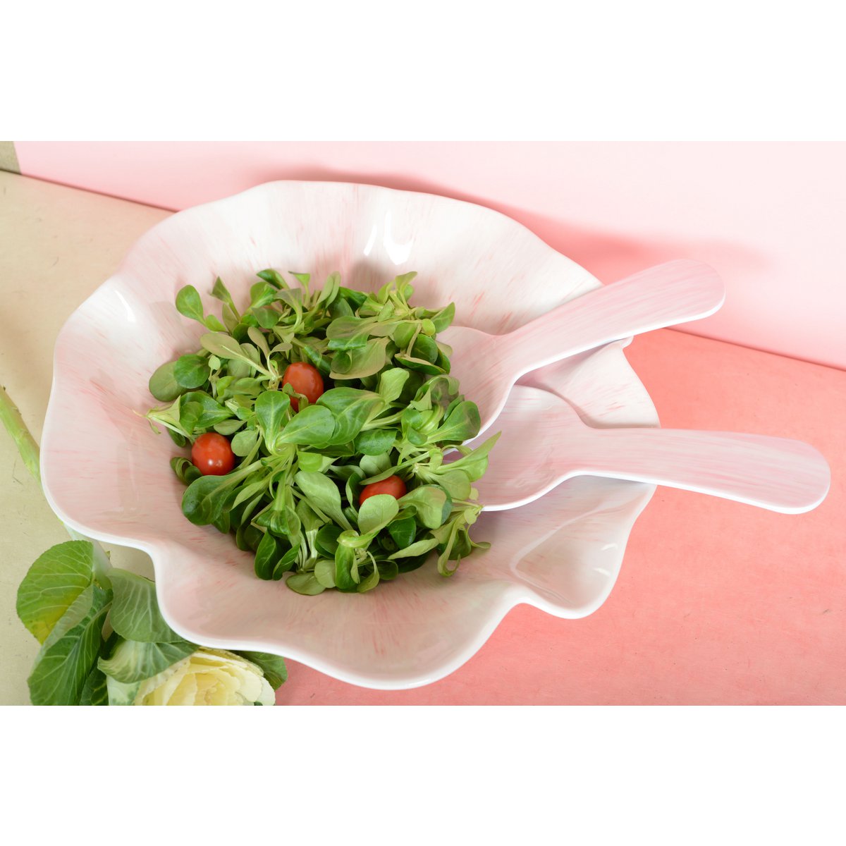 Pink and melamine salad bowl 35x35x9cm