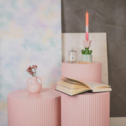 Vase - pearl neck - stoneware light pink - 11x10x12cm