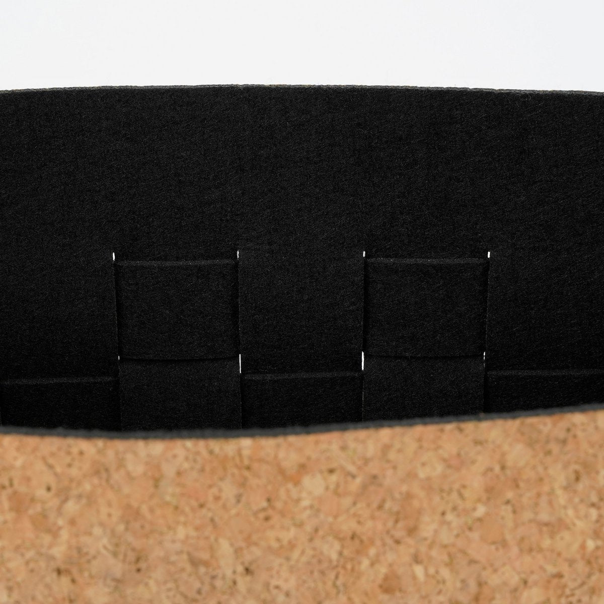 Storage basket - Set of 3 - L40 x W30 x H30 cm - Cork/Felt - Black
