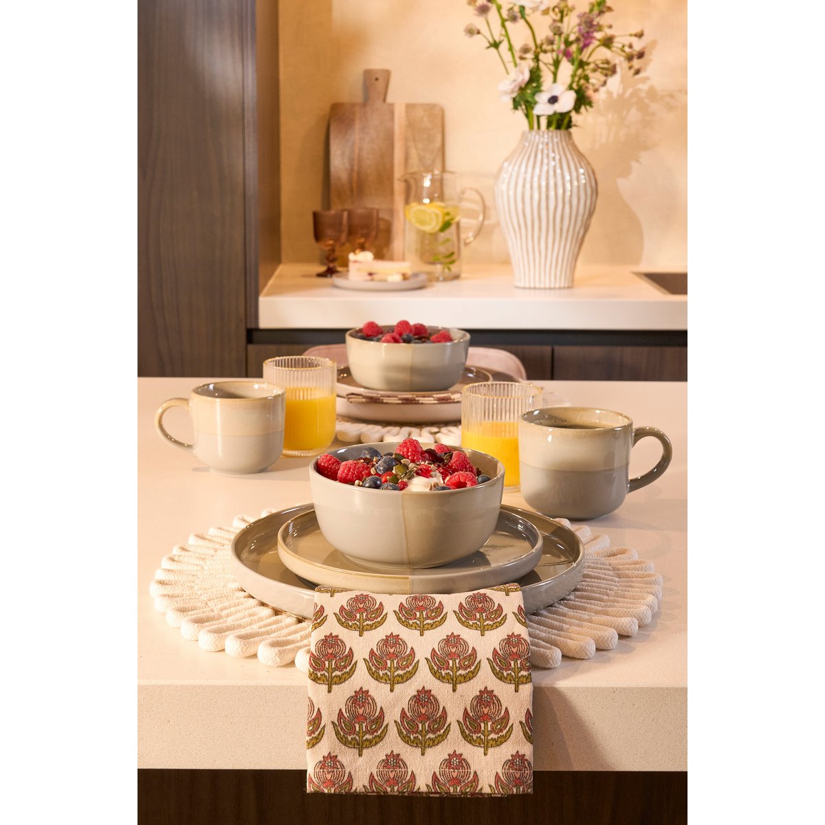 OZZU SET SET 4 PERSONS - STONE GOOD - Gray
