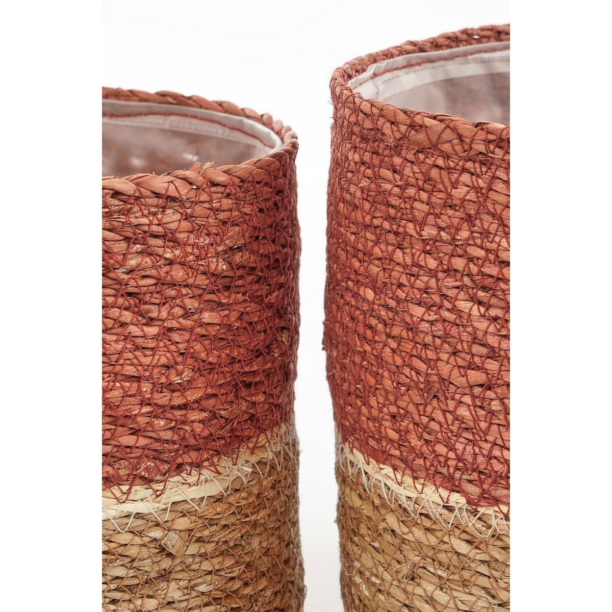 Damian Plant basket - Set of 2 - H20 x Ø20 cm - Seagrass - Red