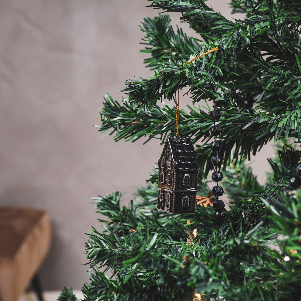 Christmas ornament - House - Ceramic - Black - 3.5x2x6.5cm