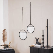 Miroir - Miroir mural rond - Métal - Noir - S2- 25x90 et 30x100