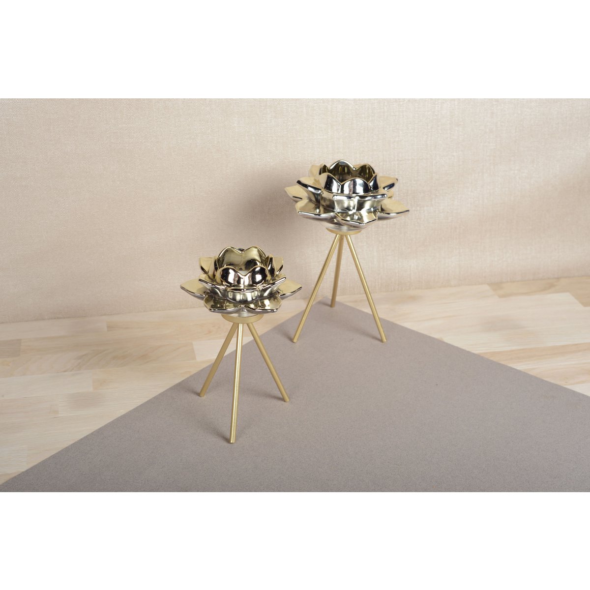 Support de fleurs doré 12,5x12,5x17,5 cm
