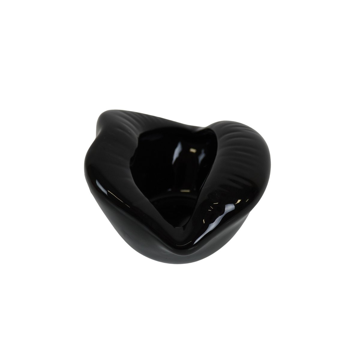 Pot - Ornament - Lip - Keramiek - Zwart - 12,5x11x7,5cm