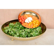 23 cm round hammered gold tray