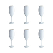 Witte champagne fluiten in 210 ml acryl - veel 6