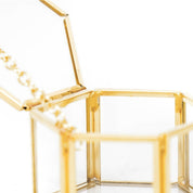 Opbergdoos - Hexagon - Metaal/Glas - Goud - 6x5,5x3,5cm