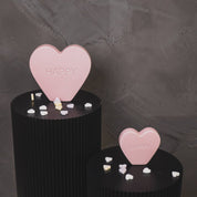 Ornament- Snoephart 'HAPPY'- Lichtroze- 13x4x11,5cm