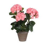 Artificial Hydrangea Plant in Flower Pot Stan - H40 x Ø35 cm - Pink