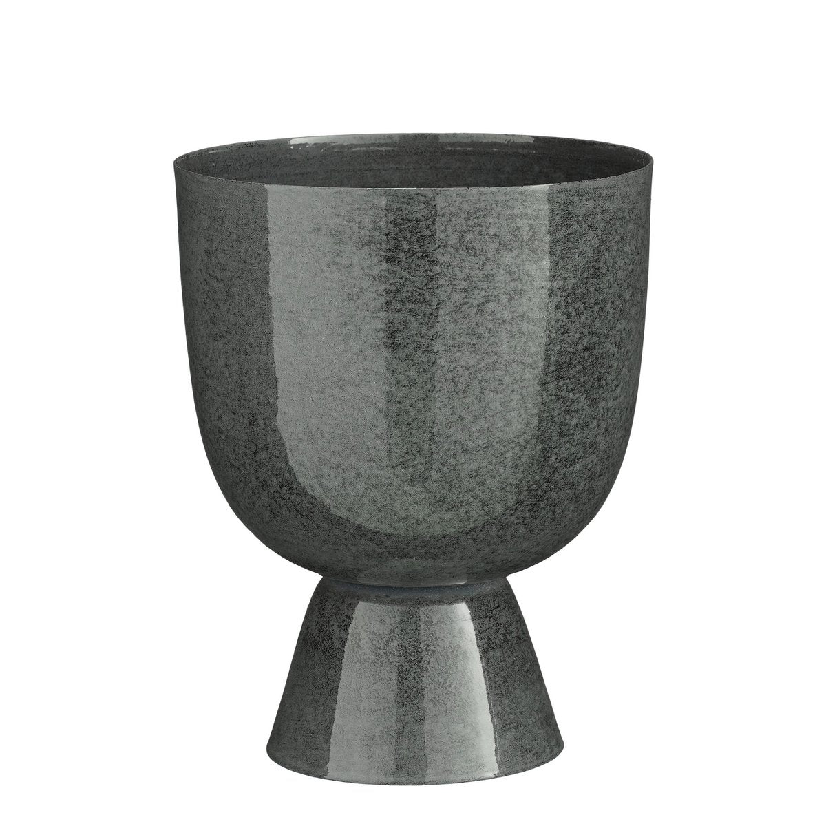 Cache-pot James sur pied - H28 x Ø22 cm - Métal - Gris
