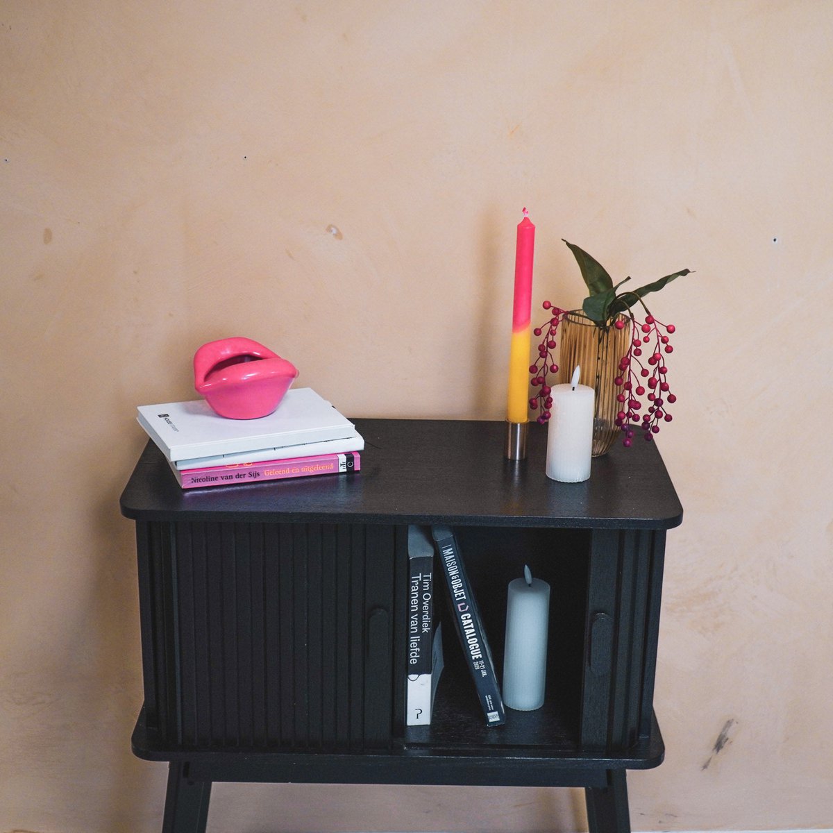 Pot - Ornament - Lip - Keramiek - Neon Roze - 12,5x11x7,5cm