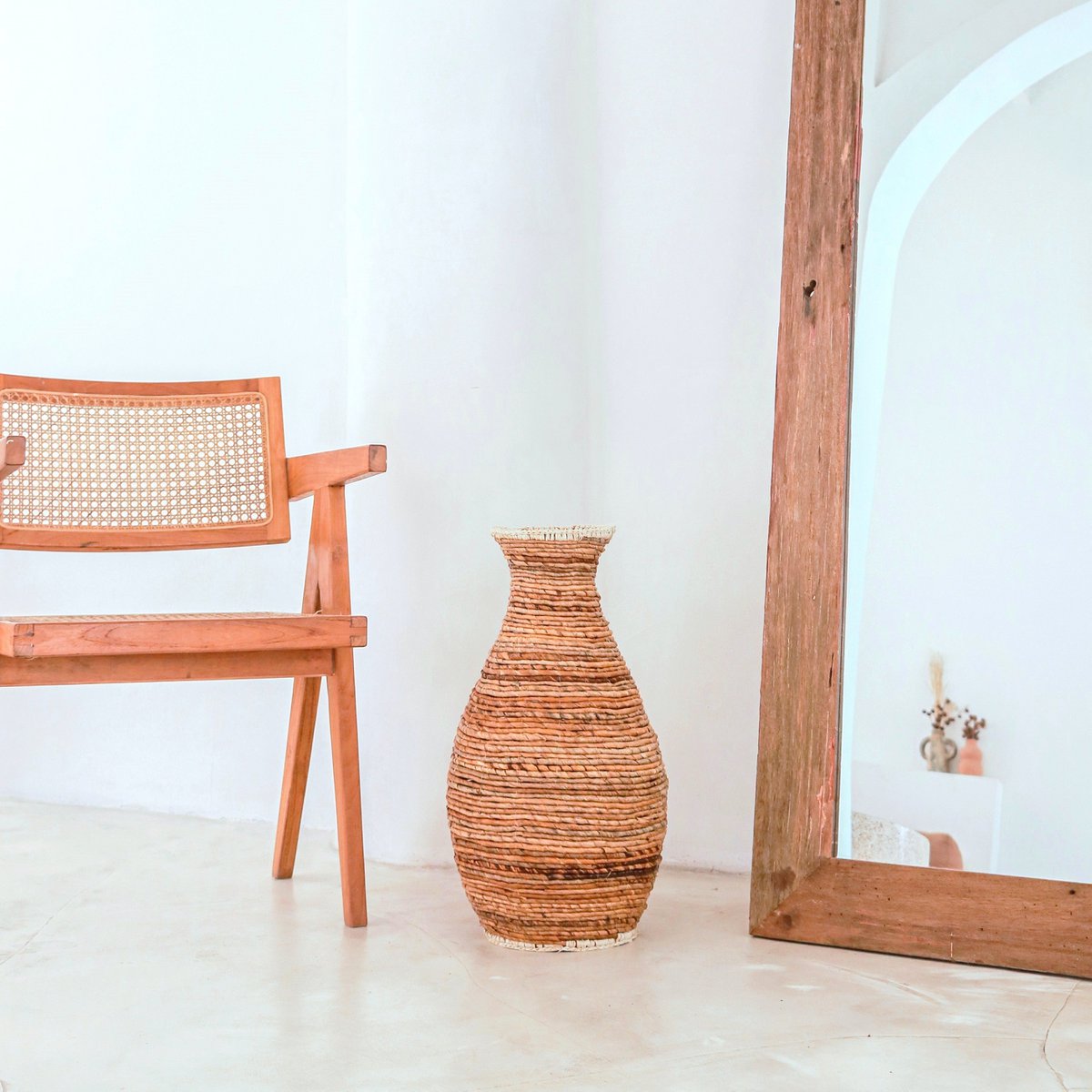 Grote raffia Vaas