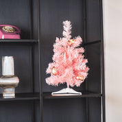 Artificial Christmas tree with LED lights - Pink - 50cm