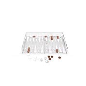 Backgammon Game Tray in White and Brown Acrylic 
