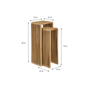 Yonker Plant Table - Set of 2 - L35 x W25 x H80 cm - Recycled Wood - Brown