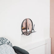 Mirror - Round - Metal - With Shelf - Black - Ø40cm