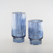Rand -vormige blauwe vaas Gilded Edge H.15 cm