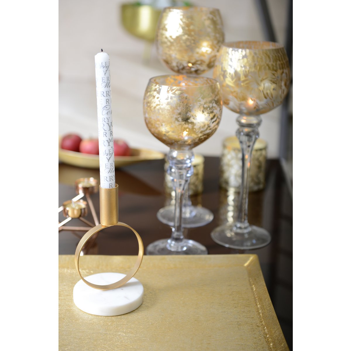 Chandelier rond doré mat H.17 cm