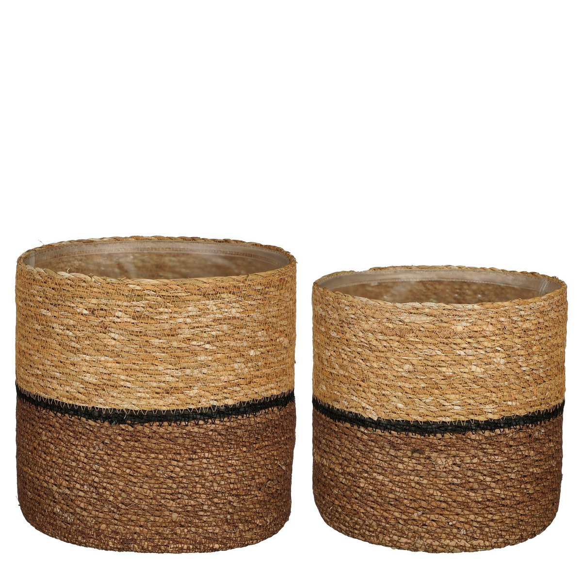 Damian Plant basket - Set of 2 - H20 x Ø20 cm - Seagrass - Brown