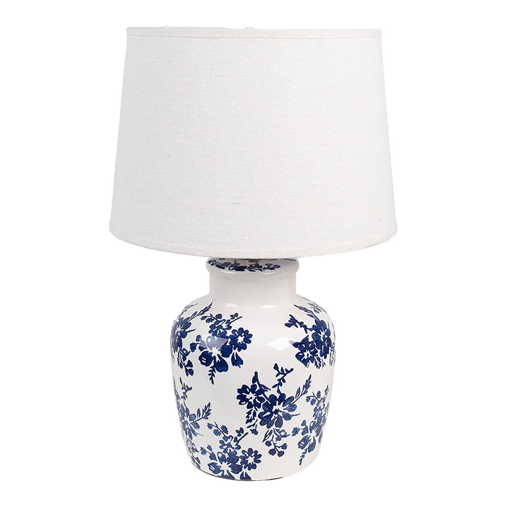 Tafellamp Wit Blauw, Keramiek Ø 28x44 cm E27/max 1x60W