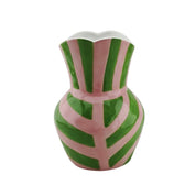 VASE-STRIKS-stoneware -green/pink- 16x16x22cm