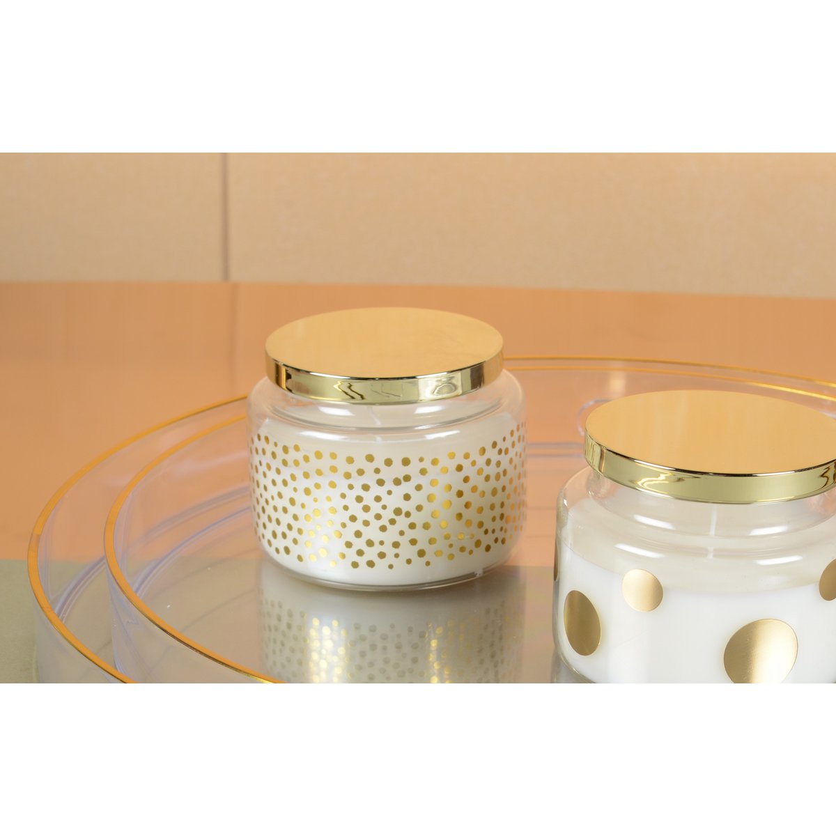 Round Candle with Small Dots and Lid, Sage