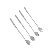 Lange bloem zilveren lepel - set van 4