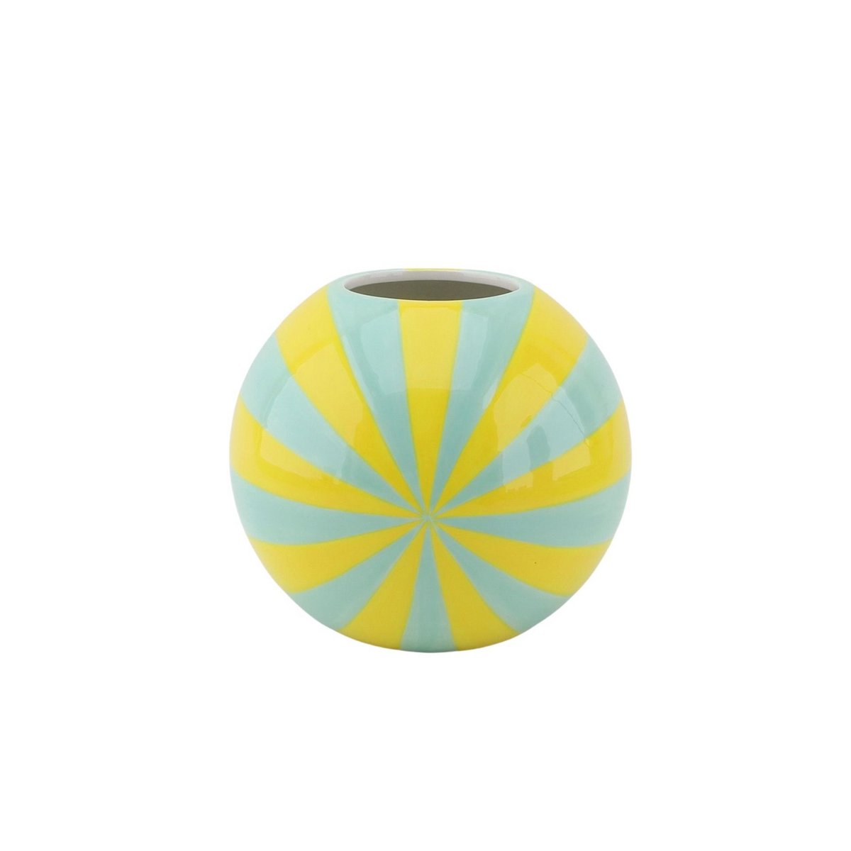 Vaas - Bloemvaas Swirl - Geel/Mint - 15x15x13,5 cm