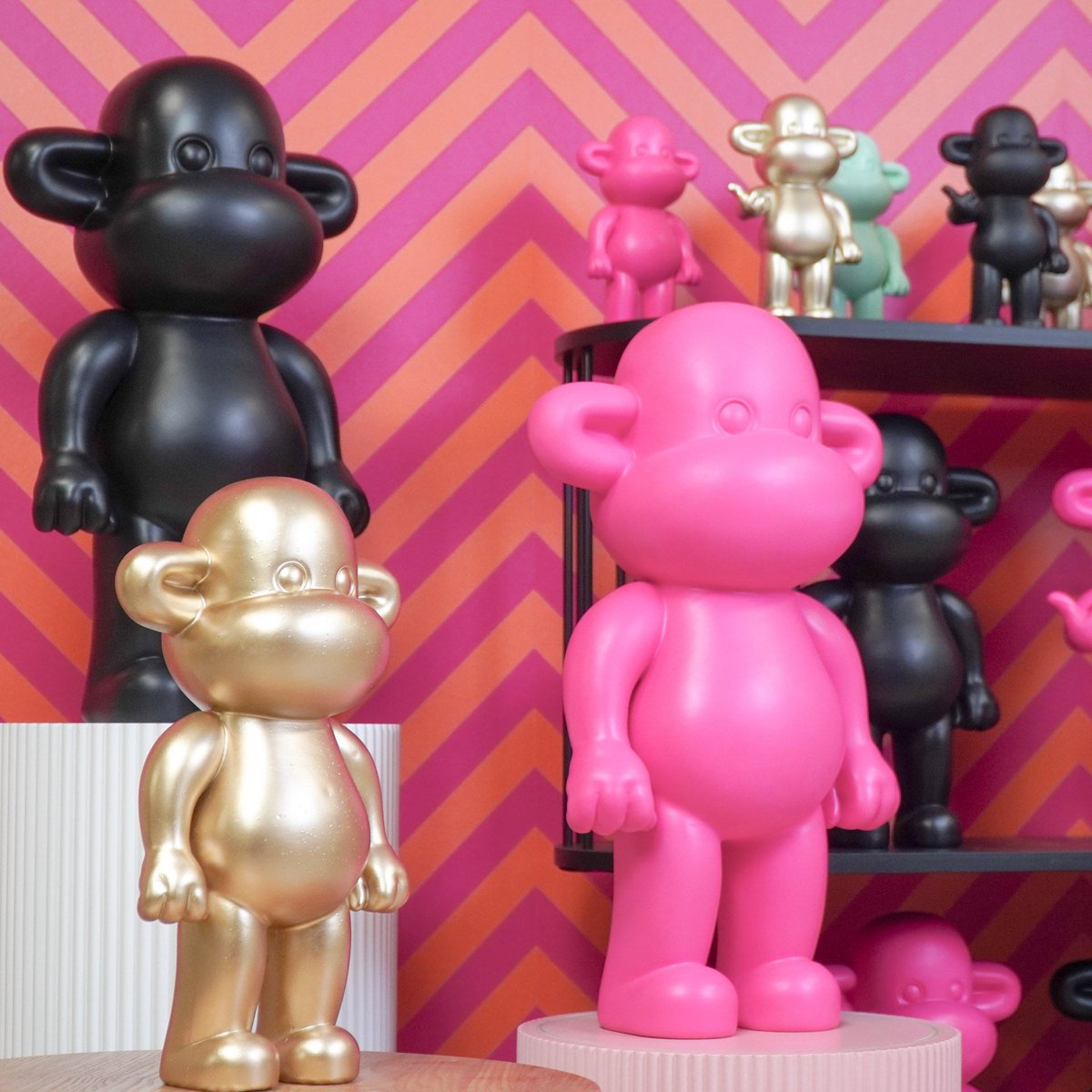 Ornament - monkey  - pink - 33x21x50cm