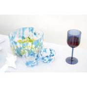 Blue and white glass bowl 24.5x24.5x12.5cm