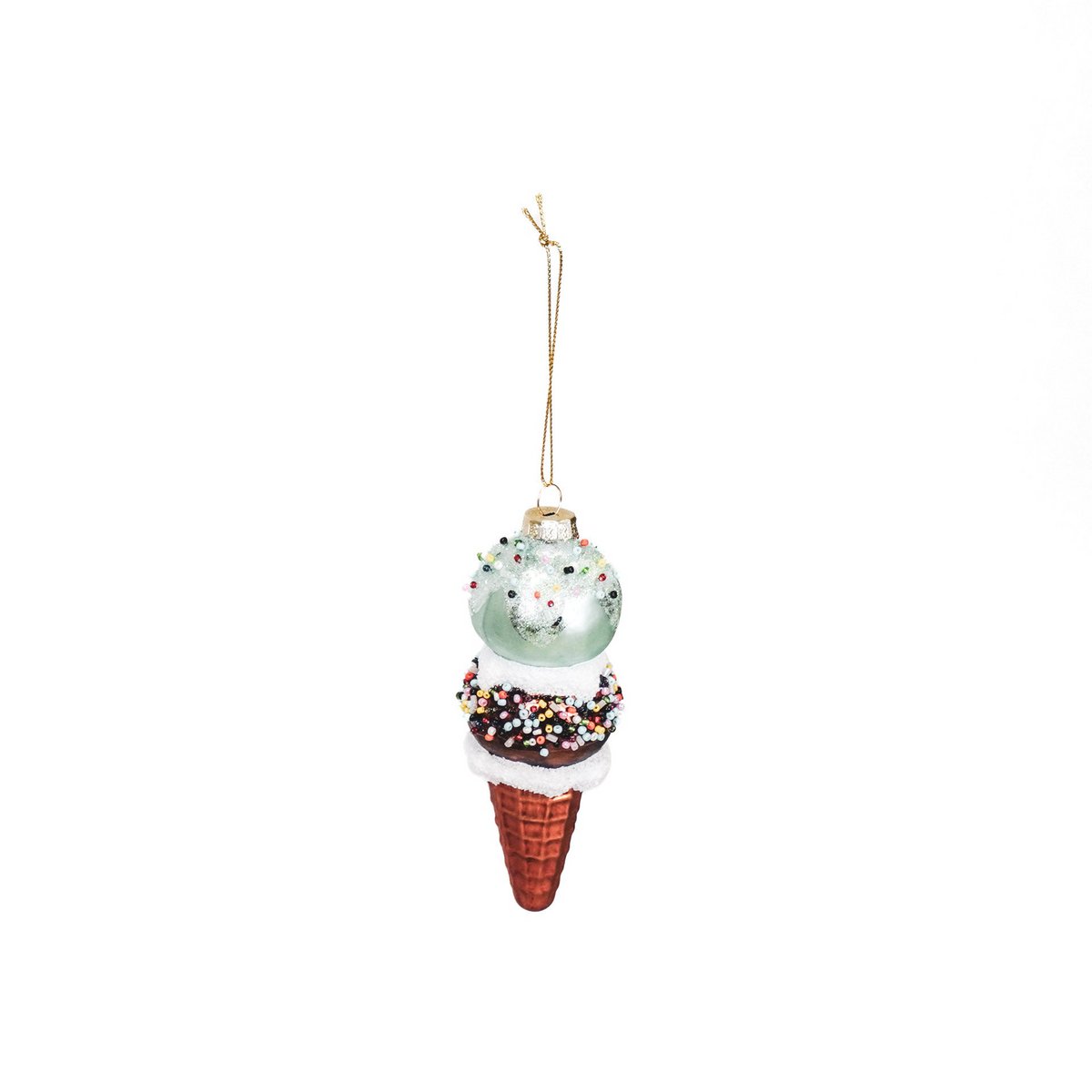 Christmas ornament - Ice - Glass - Blue/Brown - 5x14cm