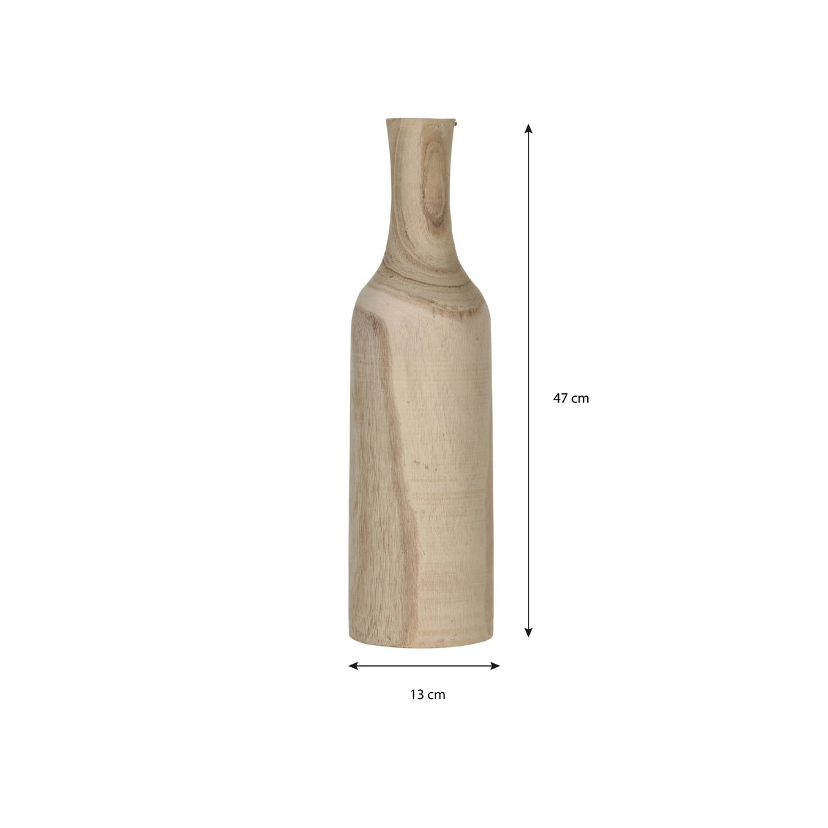 Vase Pia - H47 x Ø13 cm - Bois de paulownia - Marron clair