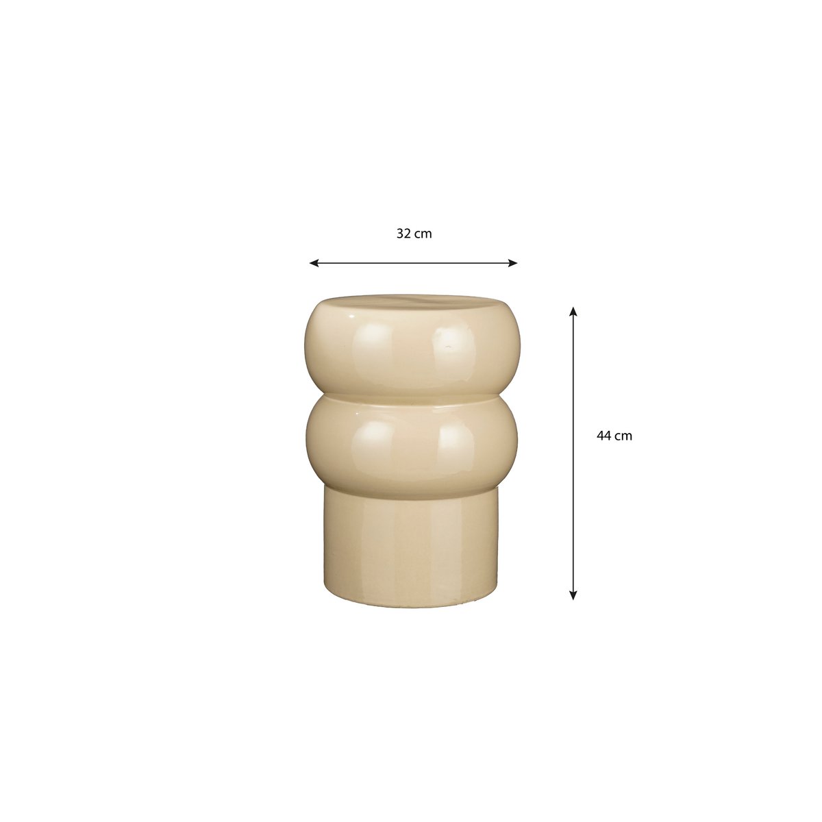 Vendi Side table - H44 x Ø32 cm - Ceramic - Cream