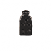 Candle holder - House - Ceramic - Black - 6x6x11cm