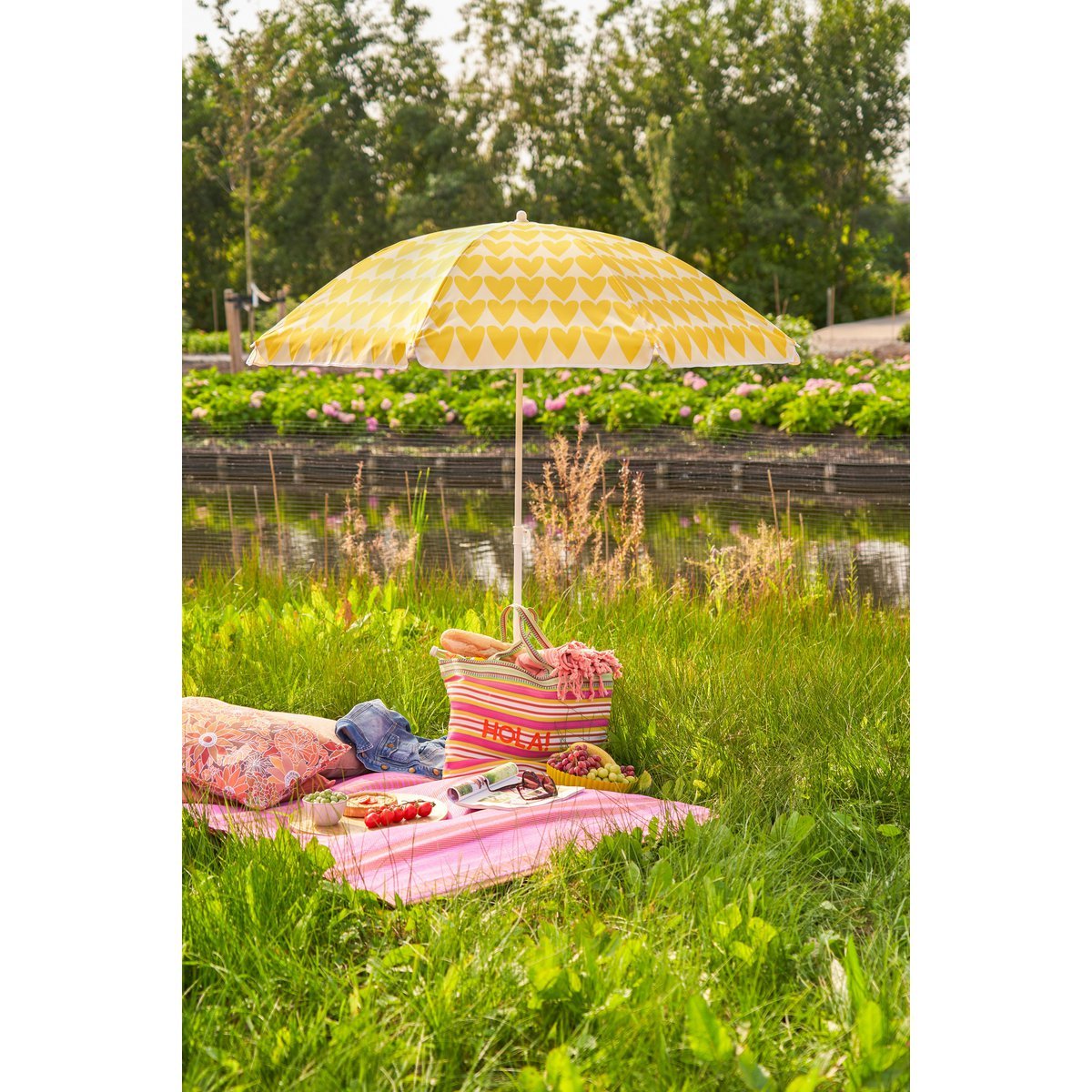 Parasol de plage en forme de cœur - H180 x Ø160 cm - Jaune